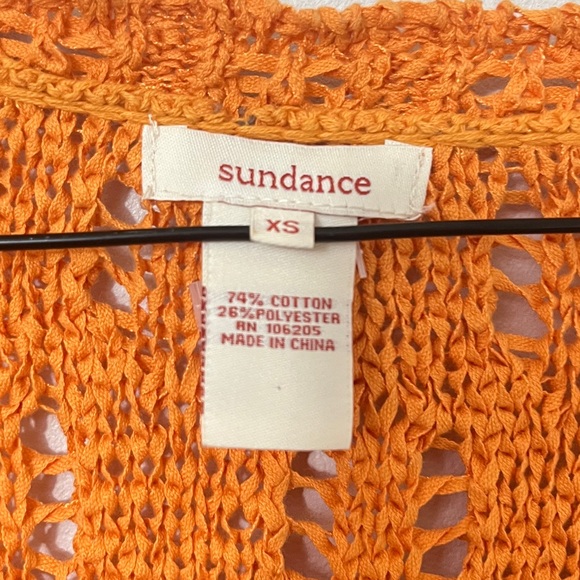 Sundance Womens XS Short Sleeve Cardigan Orange Loose Knit Stretch Buttons - Picture 2 of 5